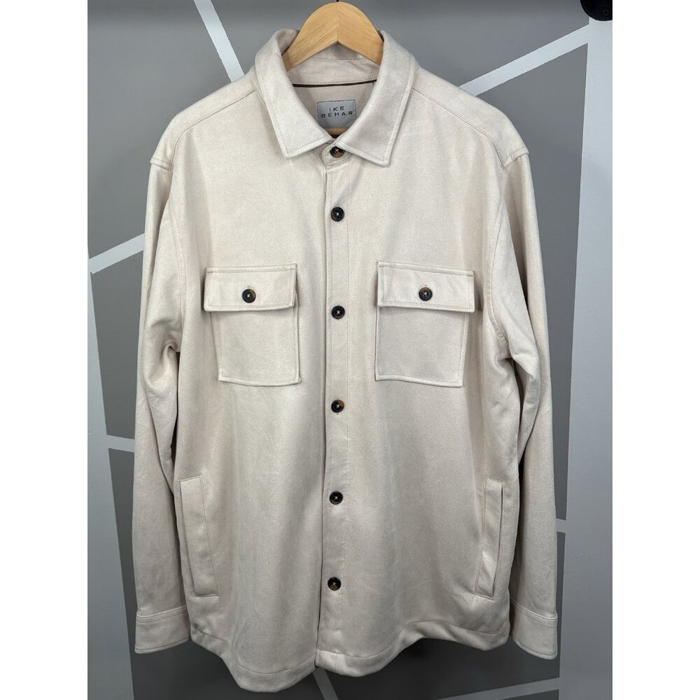 Ike Behar Faux Suede Water Repellent Cream Shirt Jacket Men’s Size XL Shacket